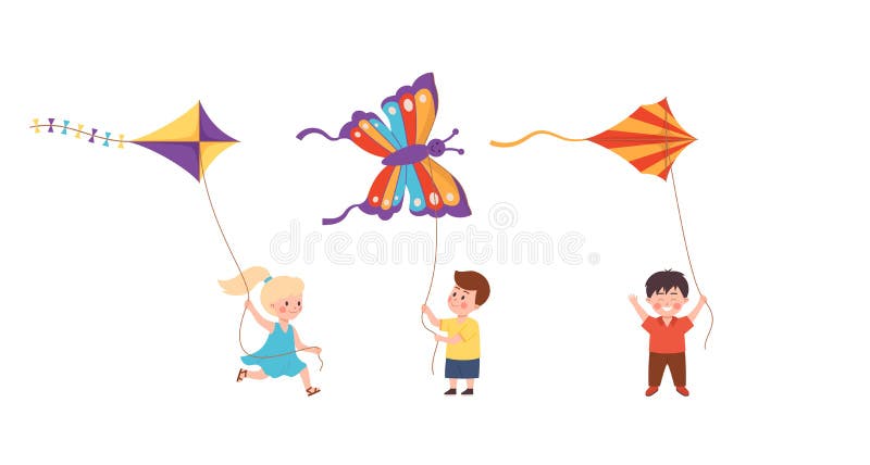 Kids Playing Kites Stock Illustrations – 173 Kids Playing Kites