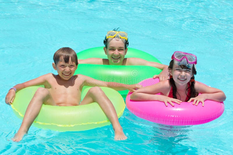 Download Happy Kids Swimming In Pool Stock Image - Image of boys, caucasian: 20340367