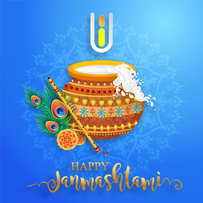 Happy Krishna Janmashtami Festival Stock Vector - Illustration of crystals,  flute: 188902294