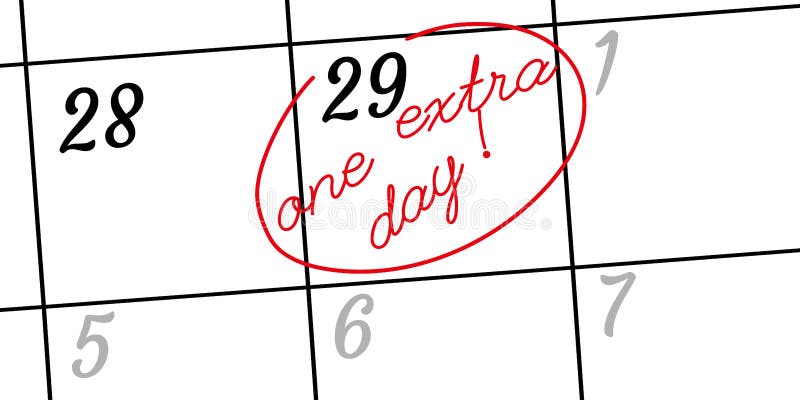 Happy leap day or leap year slogan. Calendar page February 29. Today is one extra day. Vector