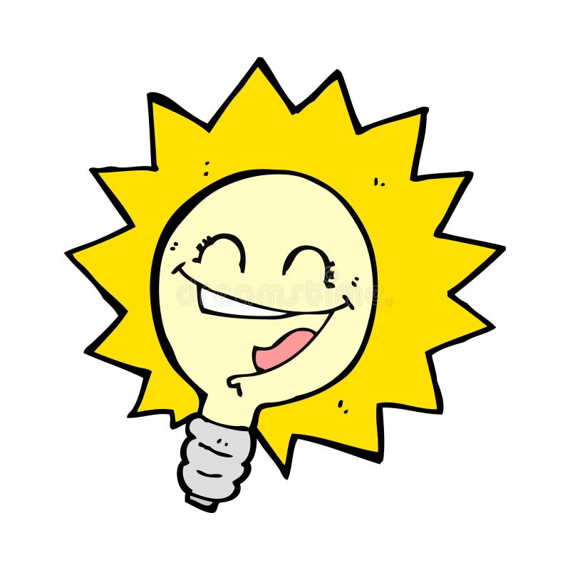 happy light bulb cartoon