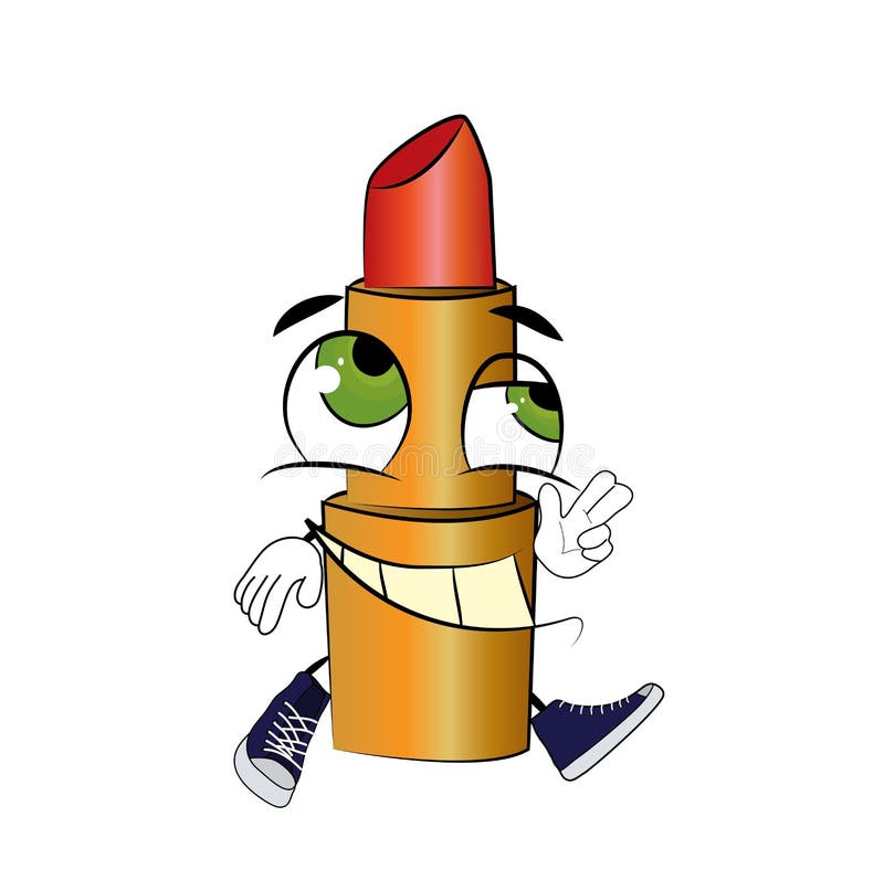 Happy lipstick cartoon stock illustration. Illustration of background