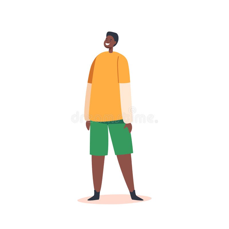 Happy Little African Boy Wear Longsleeve and Shorts Isolated on White ...
