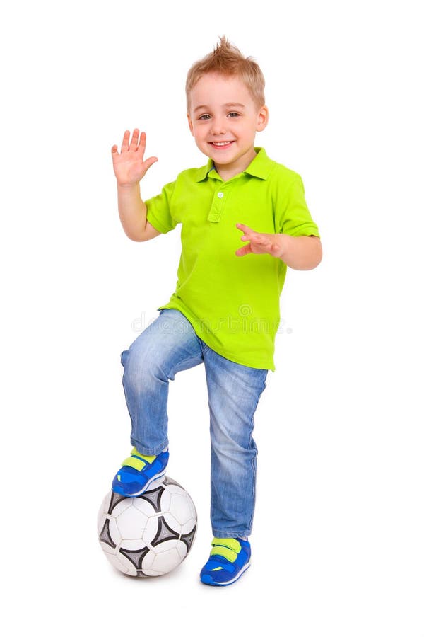 Happy little boy with a soccer ball
