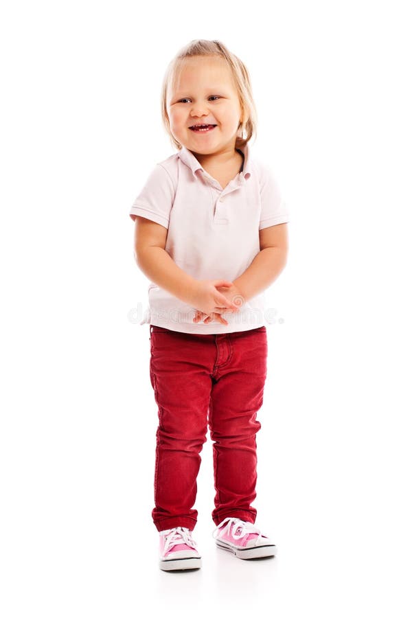 Happy little child posing in studio royalty free stock photography