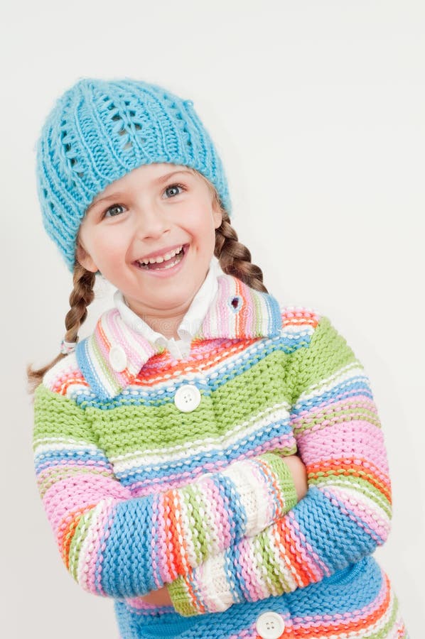Happy little girl stock image. Image of smile, sweater - 15480801
