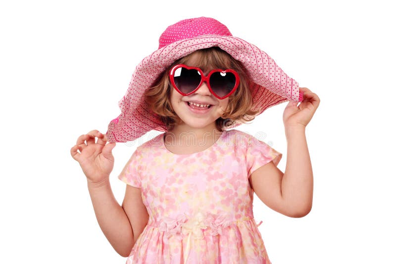 Happy Little Girl with Big Hat Stock Image Image of smiling
