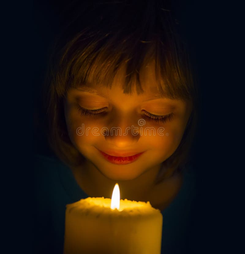 Happy Little Girl with a Candle Stock Image Image of candle, christ