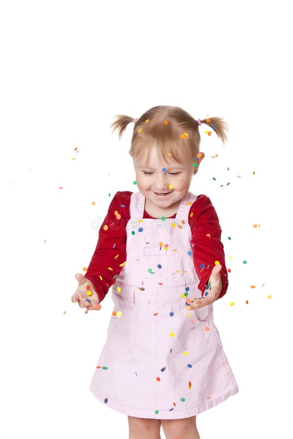 Happy Little Girl with Confetti Stock Image Image of lifestyle