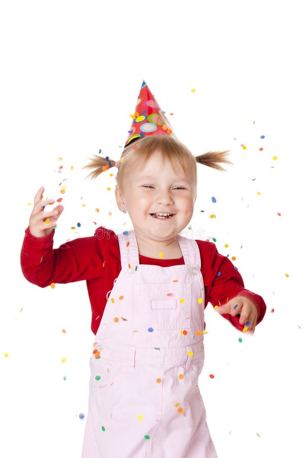 Happy Little Girl with Confetti Stock Photo Image of infancy
