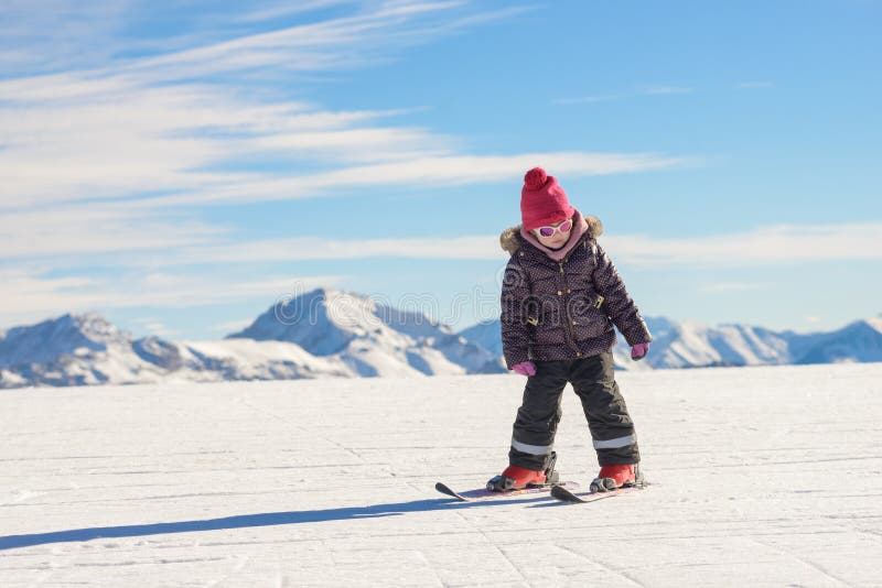 Happy Little Girl Skiing Downhill Stock Photo Image of little, girl