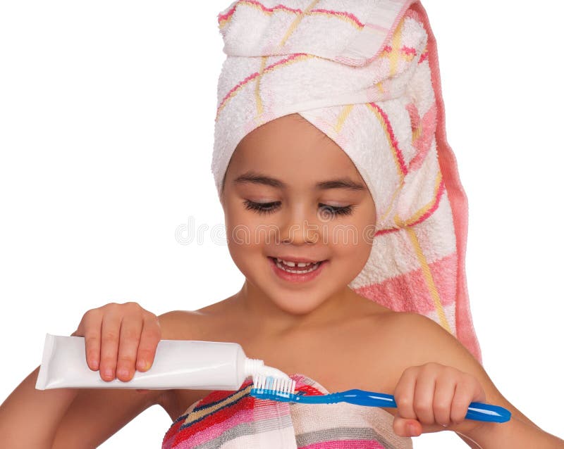 Happy little girl with toothbrush