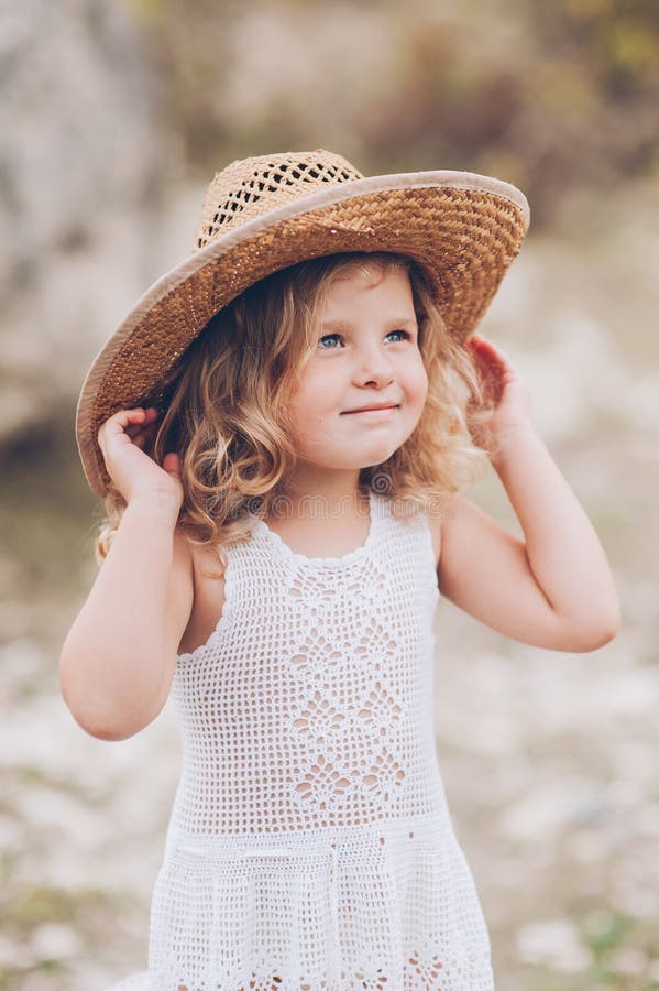 Little Girl Wearing a Hat Outdoors Stock Image - Image of baby, human ...
