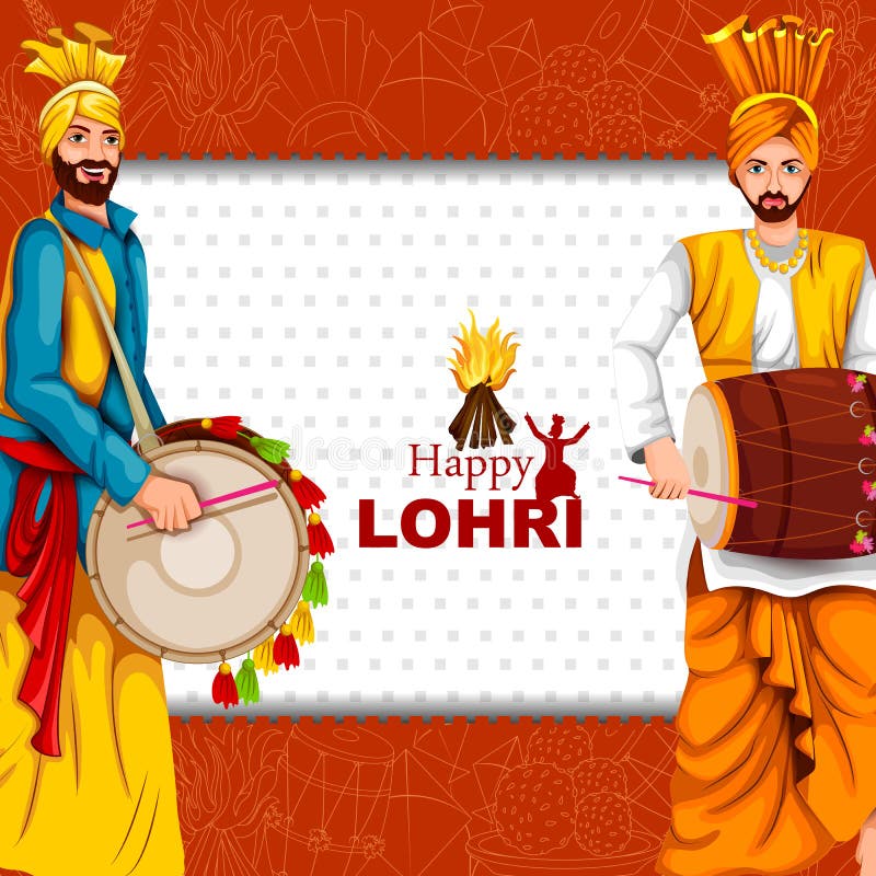 Happy Lohri Festival of Punjab India Background Stock Vector ...