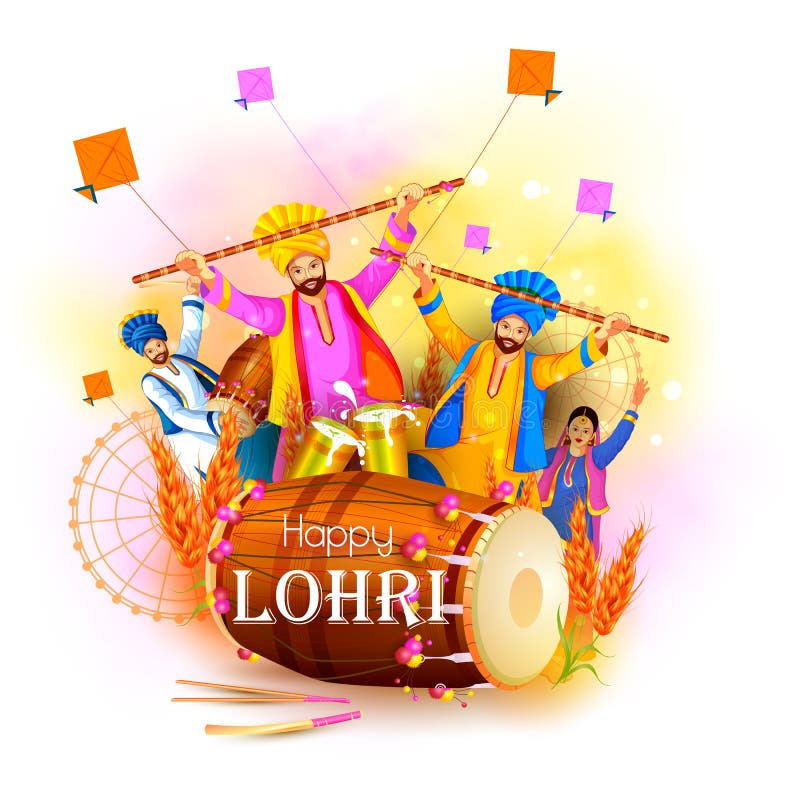 Happy Lohri Punjab Festival Celebration Background Stock Vector ...