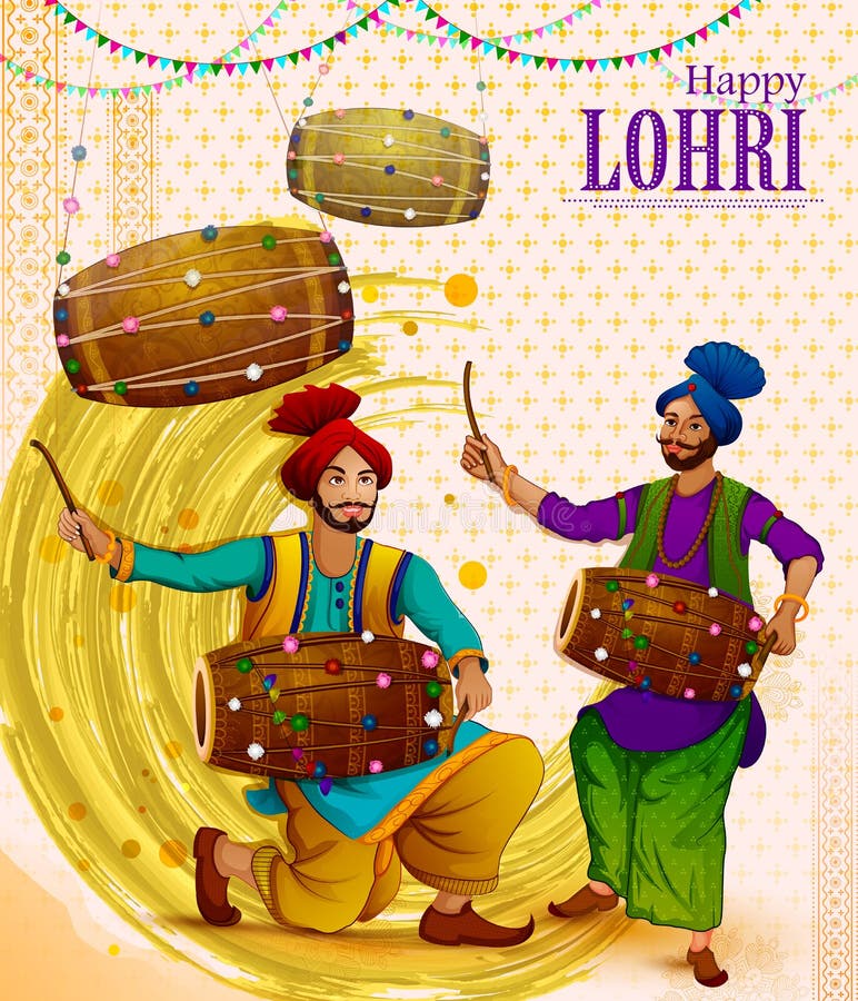 Happy Lohri Punjabi Religious Holiday Background For Harvesting ...