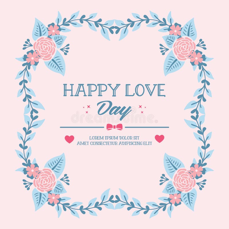 Happy love day Einladungskarte Design, mit einer schönen Menge von Blatt und Blumenrahmen Vector vektor abbildung