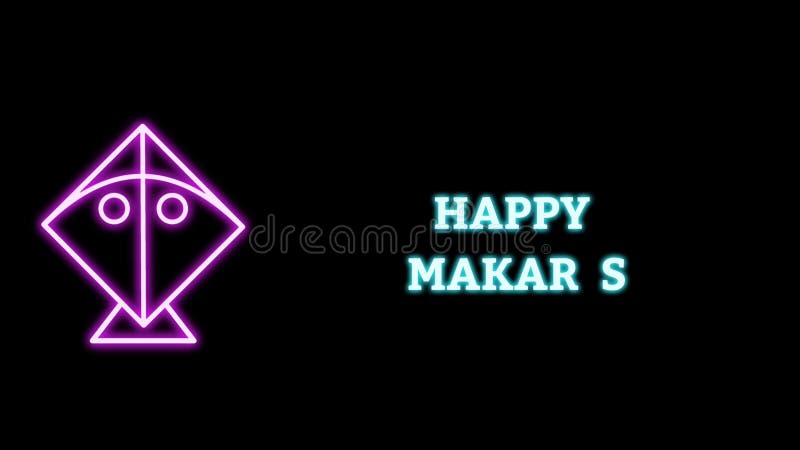 Happy makar Sankranti word typing animation.