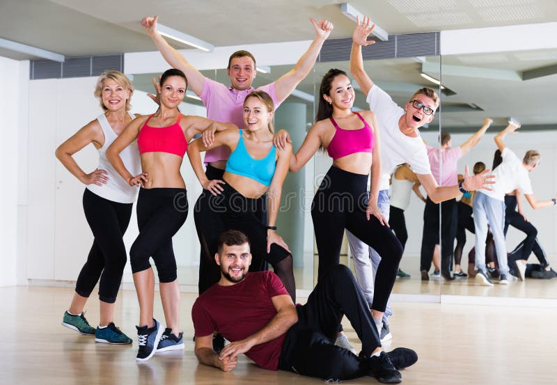 Happy Males and Females Dancing Excited Posing Stock Image - Image of ...