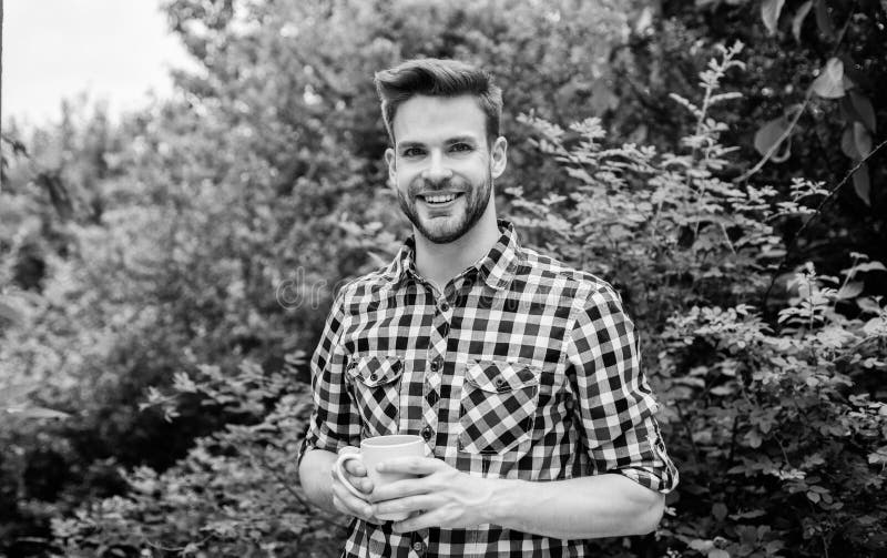 Happy Man Drink Coffee in the Morning, Energy Stock Image Image of