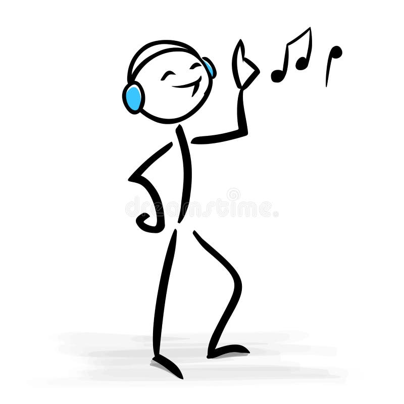 Happy man with headphones listening to music