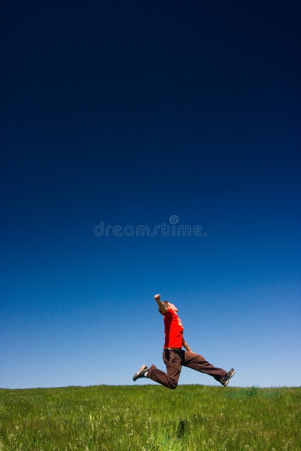 Happy man jumping