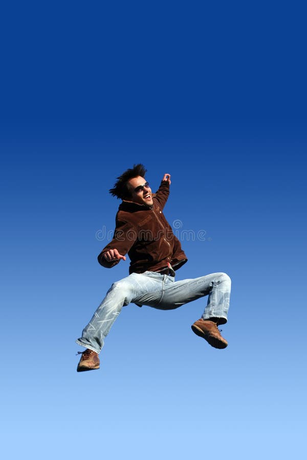 Happy man jumping