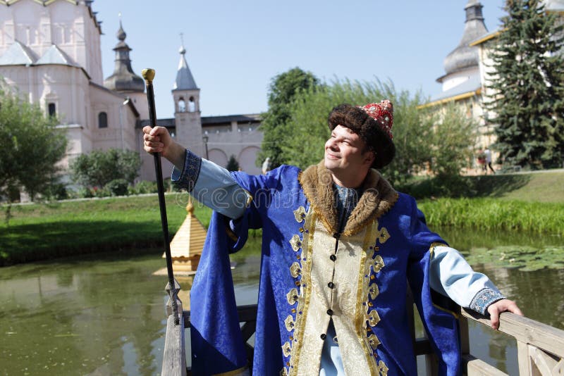 Happy man poses in Rostov kremlin