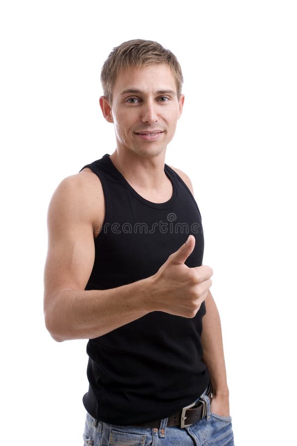 Happy man showing thumbs up