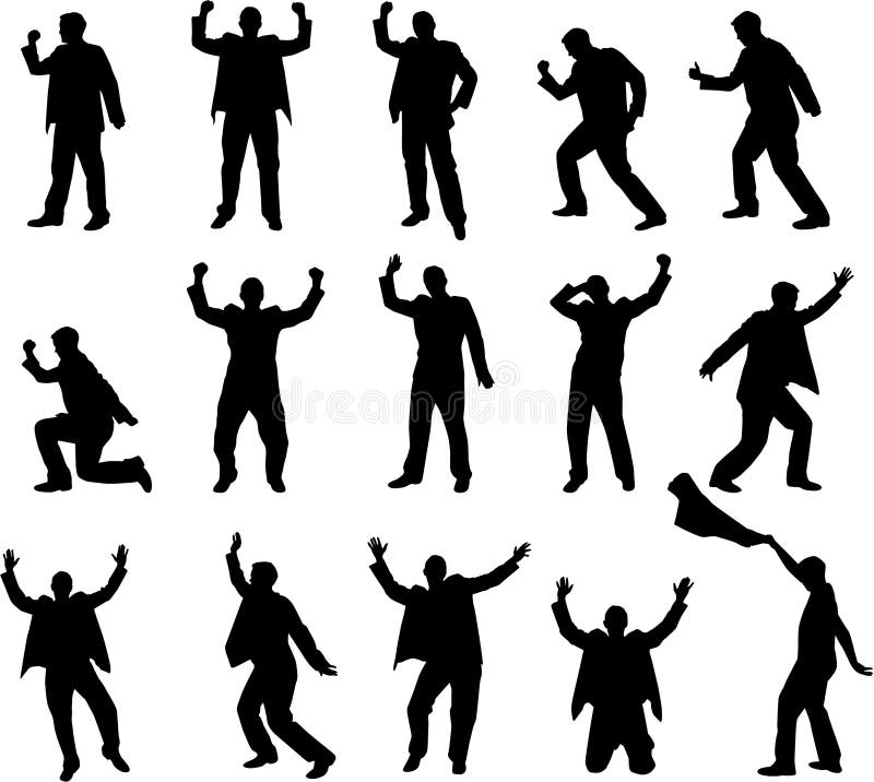 Happy man silhouettes stock illustration