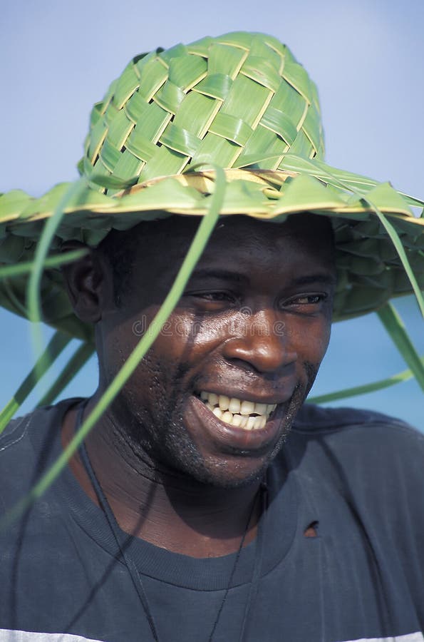 Happy Man with Straw Hat, Tobago Editorial Image - Image of