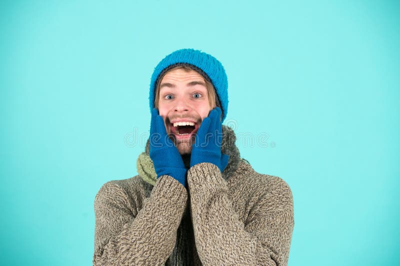 Happy Man in Winter Clothes. Man Happy Smiling on Winter Holidays ...