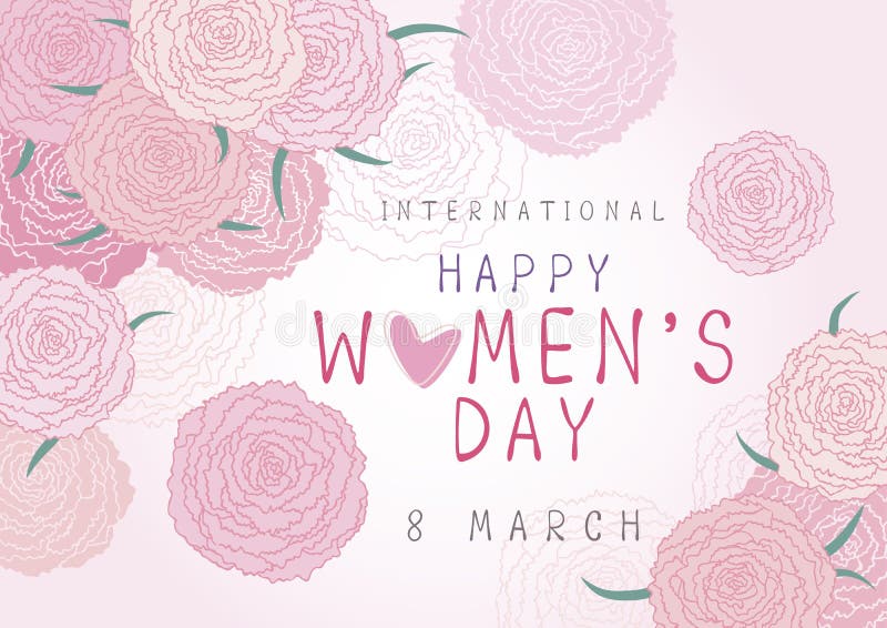 Happy 8 March International Womens day design of pink carnation