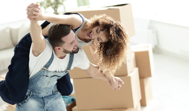 Happy married couple in a new house. royalty free stock images Happy married couple in a new house. royalty free stock images
