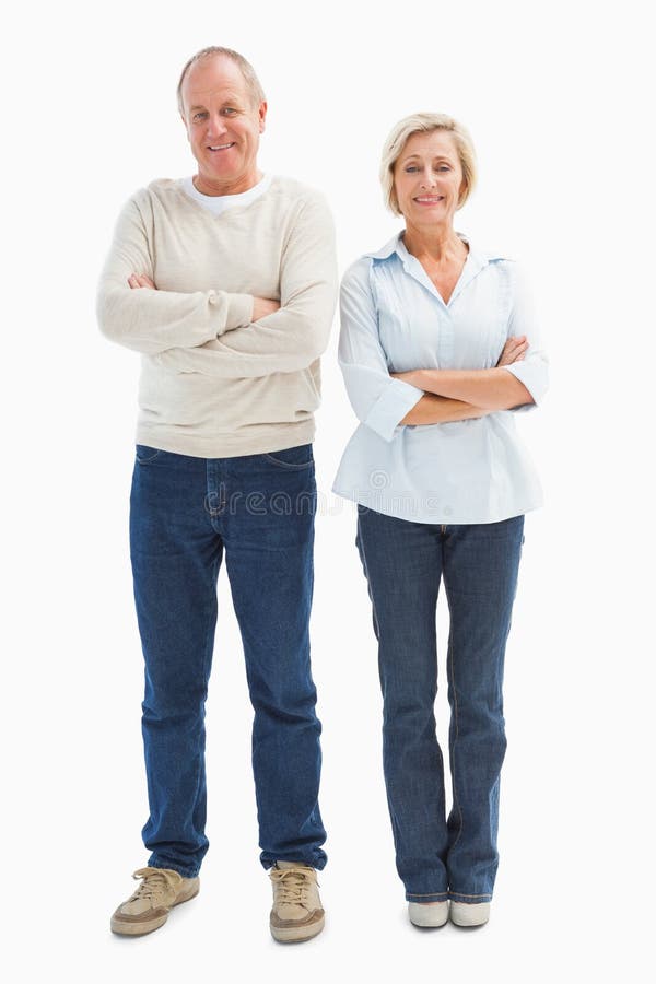 Happy mature couple smiling at camera on white background. Cut smiling stock images, royalty-free photos and pictures