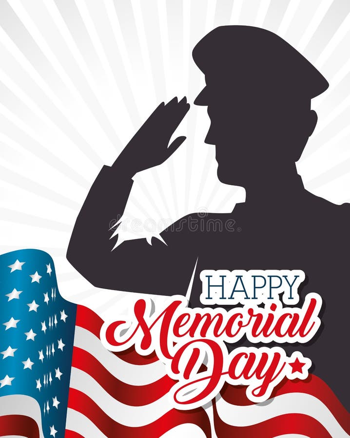 Happy memorial day soldier silhouette vector illustration Happy memorial day soldier silhouette vector illustration