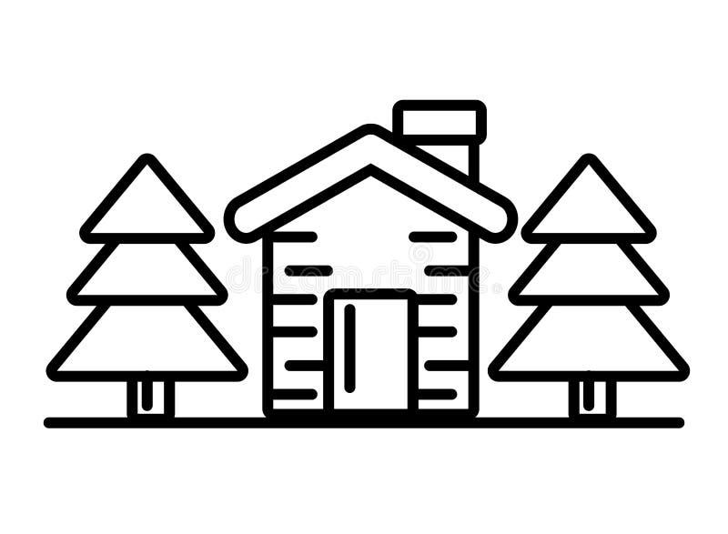 Happy merry christmas house with pines royalty free illustration