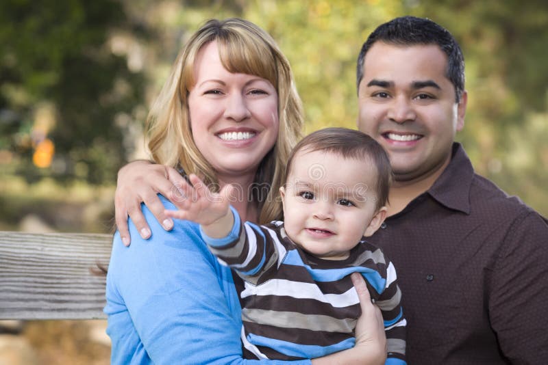 Happy Mixed Race Ethnic Family Outdoors Stock Image Image of people