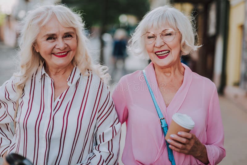 Happy Modern Grandmothers are Spending Time Together Stock Image ...