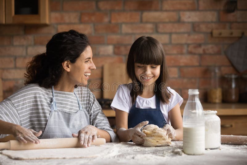 Moms teaching daughter