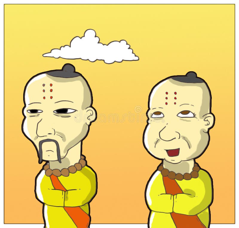 Happy monk and sad monk