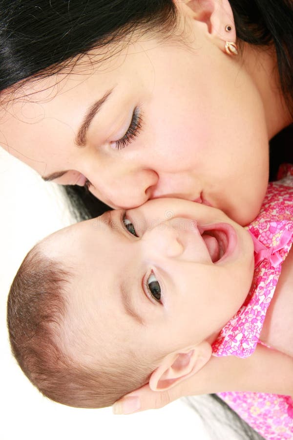 Happy mother and baby portrait