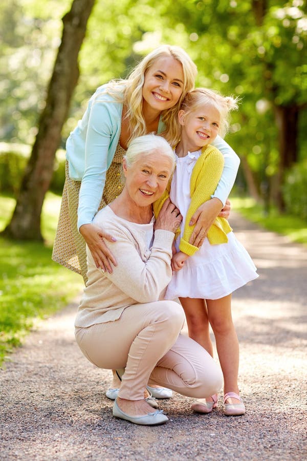 Happy mother, daughter and grandmother at park