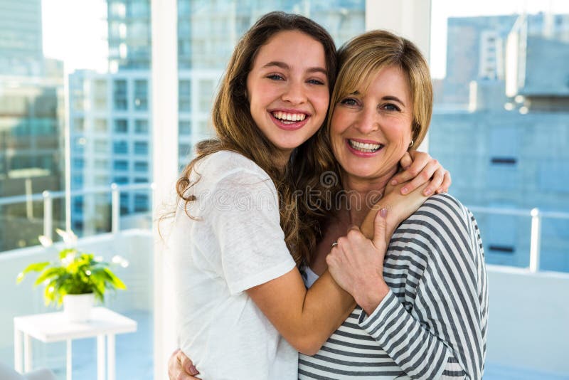 Happy Mother and Daughter Hugging Each Other Stock Image - Image of ...