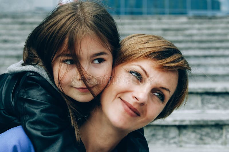 Happy Mother And Daughter Hugging Each Other Stock Image Image Of