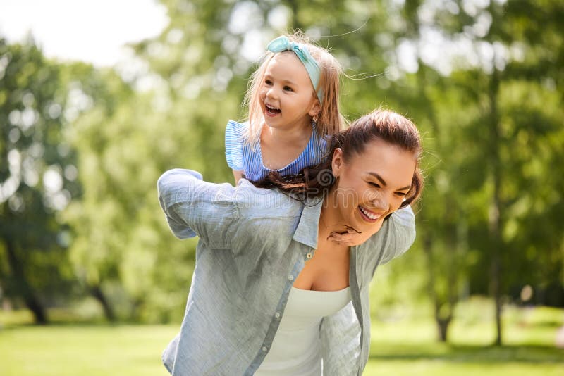 Happy Mother With Little Daughter At Summer Park Stock Image Image Of