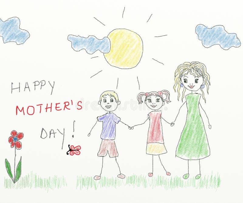 Happy mother s day - children drawing