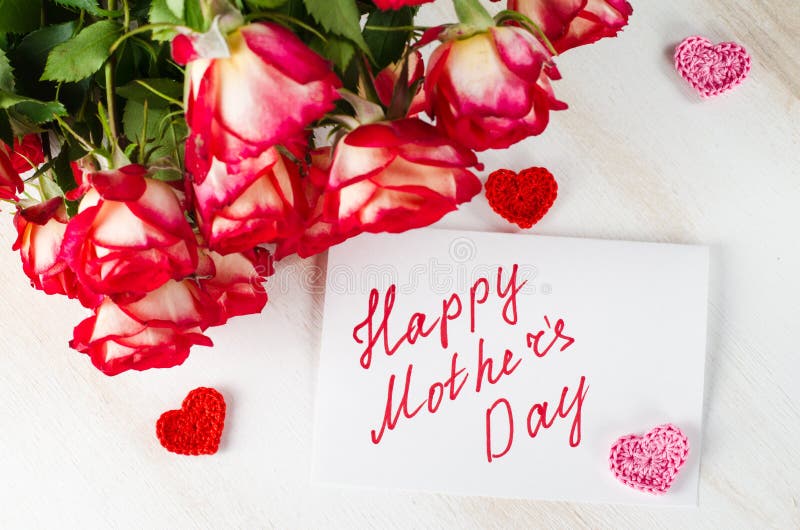 Happy Mother`s Day Concept Post Card with Roses. Stock Image Image