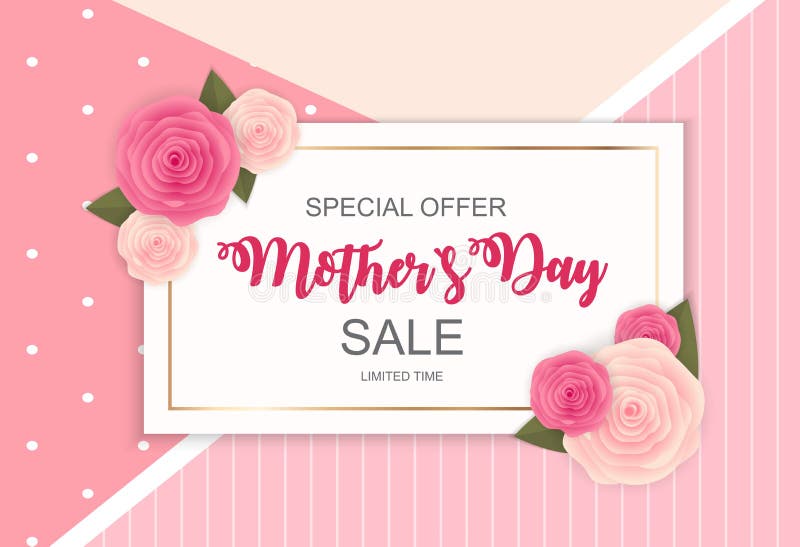 Happy Mother S Day Cute Sale Background with Flowers. Vector