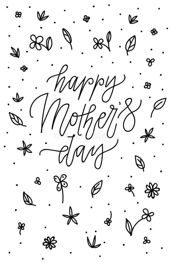 Happy Mother`s Day greeting card vector illustration. Hand lettering calligraphy holiday background in floral frame stock illustration Happy Mother`s Day greeting card vector illustration. Hand lettering calligraphy holiday background in floral frame stock illustration